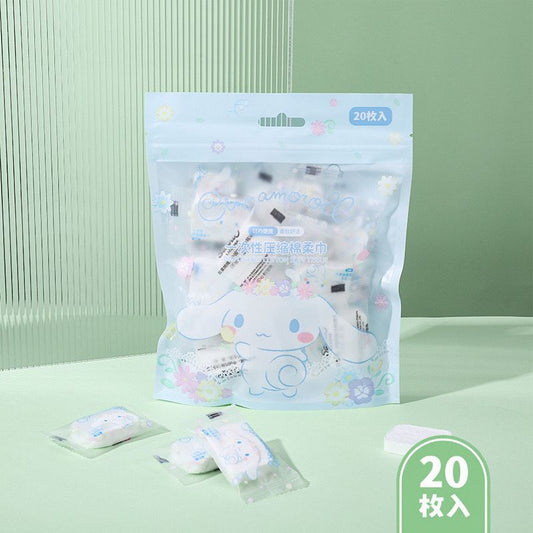 Pekanbaru Disposable Cotton Soft Tissue Handuk Mini Sekali Pakai Bahan Lembut Motif Cinnamoroll Pochacco Hello Kitty Handuk Kompress Mini Travelling
