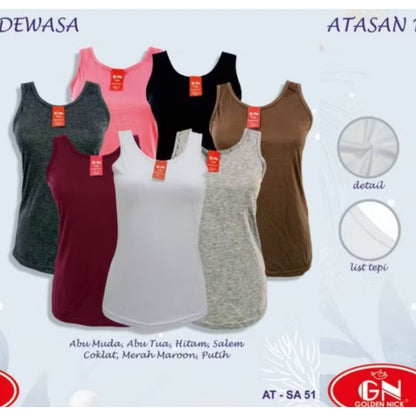 Pekanbaru Tanktop wanita dewasa tali kecil /besar singlet wanita golden Nick M-XXL Best