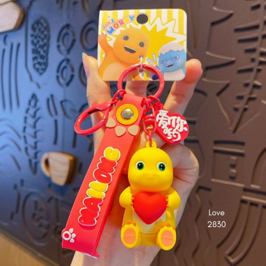 Pekanbaru Gantungan Kunci Nailong Dino Kuning Karakter Emoticon Full Body Badan Gemoy Keychain