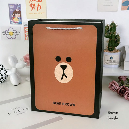 Pekanbaru Paper Bag Beruang Kelinci Coklat Putih Unik Lucu Goodie Bag Kartun Tas Kado Tali Atas