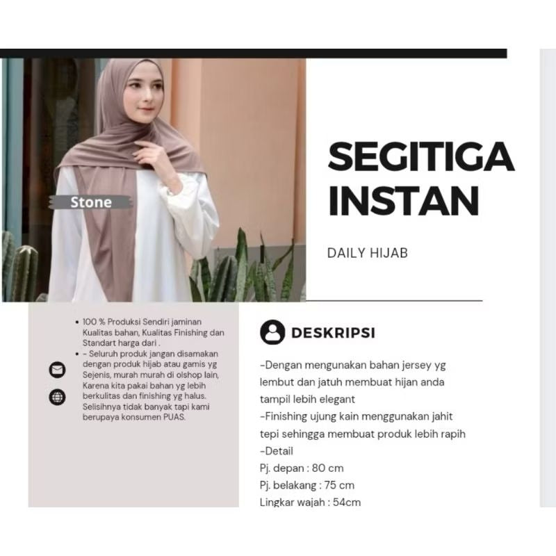 Pekanbaru Hijab Instan Segitiga Jersey Premium