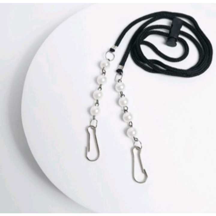 Pekanbaru Strap Masker Kristal Mutiara 2in1Kalung Pengait Konektor Lanyard masker HEADLOOP HIJAB