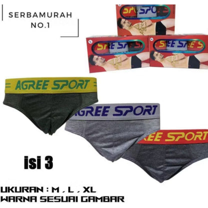 Pekanbaru 3pcs ,(1 box) celana dalam agree sport