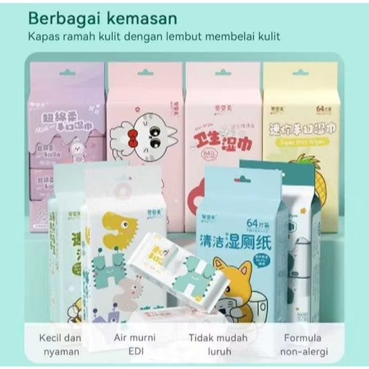 Pekanbaru HR-Tisu Basah Motif Lucu / Tisu Basah Mini / Tissue Basah Mini / Tissue Karakter isi 10 lembar