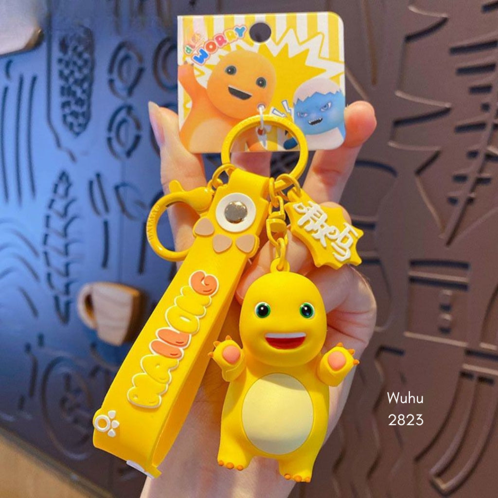 Pekanbaru Gantungan Kunci Nailong Dino Kuning Karakter Emoticon Full Body Badan Gemoy Keychain