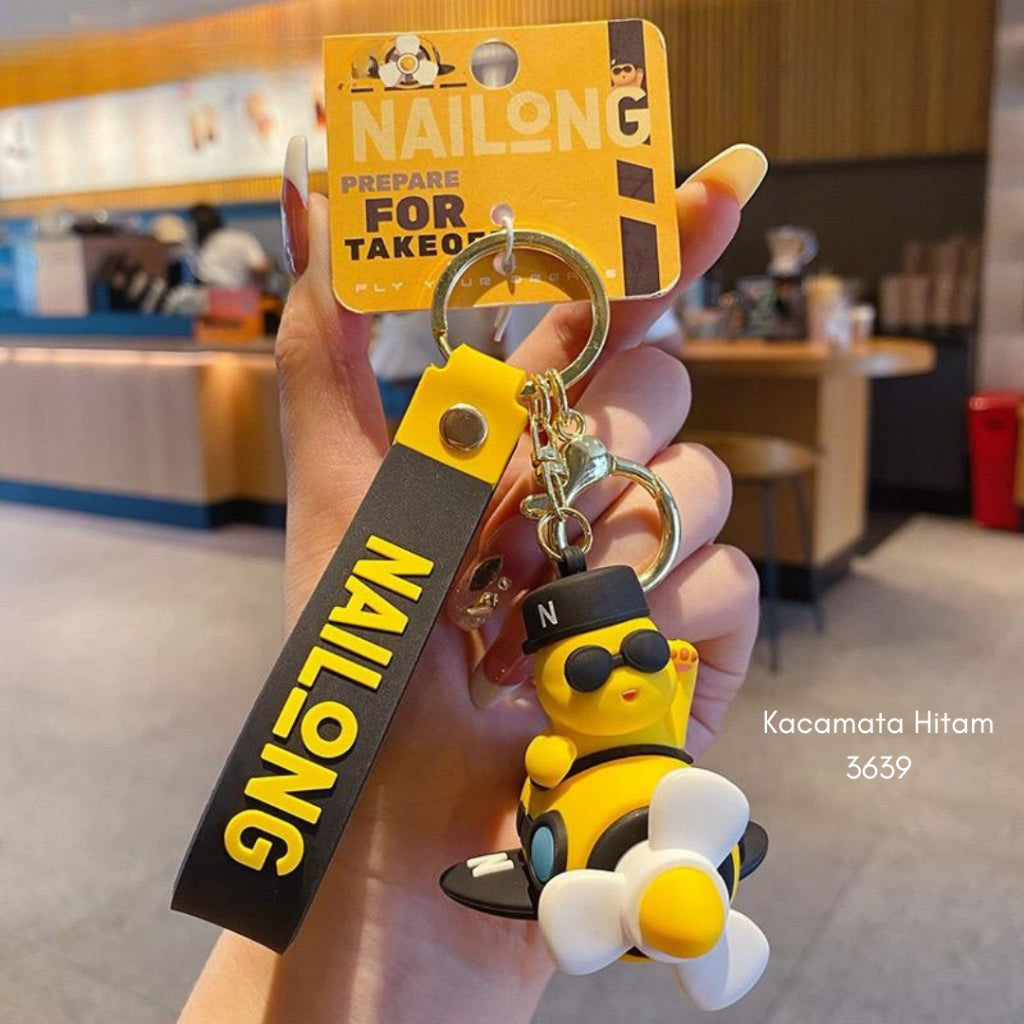 Pekanbaru Gantungan Kunci Nailong Dino Kuning Karakter Emoticon Full Body Badan Gemoy Keychain