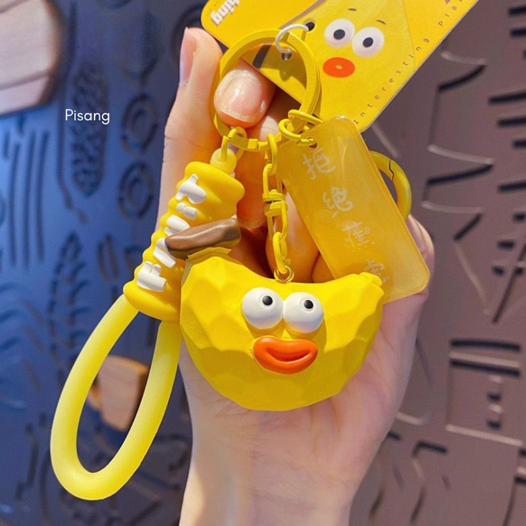 Pekanbaru Gantungan Kunci Motif Buah Sayur Mata Besar Cute Fruit Vegatable Keychain Gemoy Big Eye