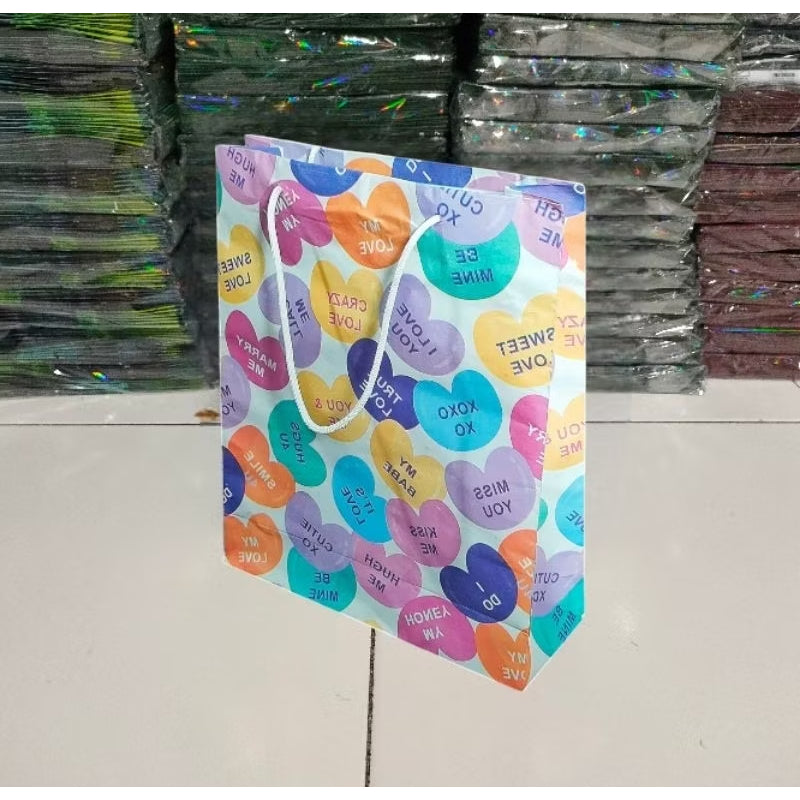 Pekanbaru HR- Paper Bag Motif Lovely Hello Kado Satuan Souvenir | Ulang Tahun | Wedding / Kualitas Baik