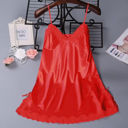 Pekanbaru Brasay Lingerie Dress Satin Mini Deep V Silk Baju Tidur