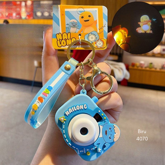 Pekanbaru Gantungan Kunci Nailong Proyektor Kamera Dino Kuning Screen Display Gemoy Keychain Unik