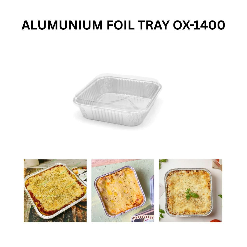 Pekanbaru 10 Pcs Alumunium Foil Tray OX 1400 Kemasan Dimsum Mentai Lasagna Macaroni Schotel Spaghetti Brulee
