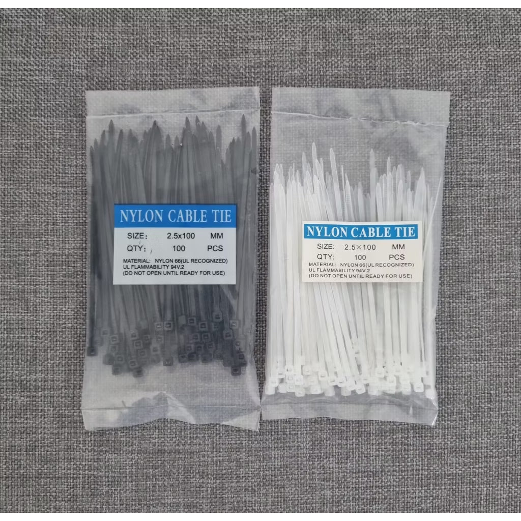Pekanbaru HR- Kabel Ties Uk 10cm 15cm 20cm 30cm Hitam Putih Merah Hijau Kuning Wayar Plastik Makanan Isi 100 pcs