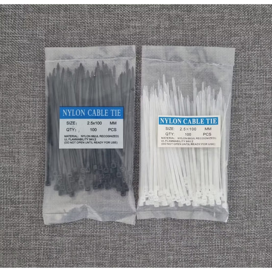Pekanbaru HR- Kabel Ties Uk 10cm 15cm 20cm 30cm Hitam Putih Merah Hijau Kuning Wayar Plastik Makanan Isi 100 pcs