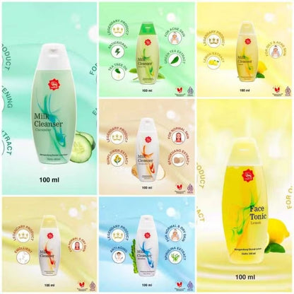 Pekanbaru Viva Milk Cleanser Susu Pembersih | Viva Face Tonic Penyegar Toner Air Mawar 100Ml