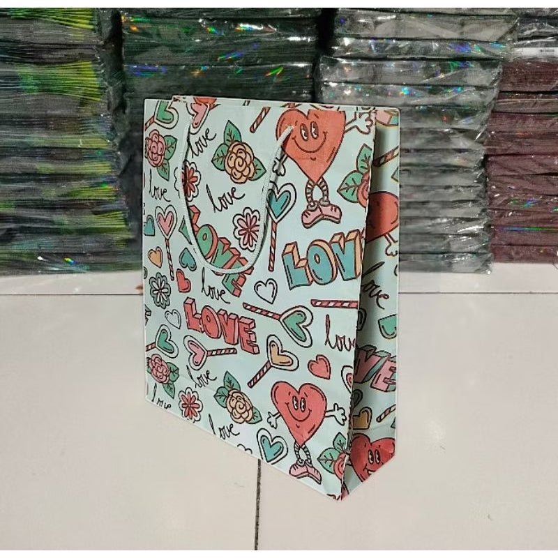 Pekanbaru HR- Paper Bag Motif Lovely Hello Kado Satuan Souvenir | Ulang Tahun | Wedding / Kualitas Baik