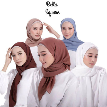 Pekanbaru Bella part 2 jilbab bella square berbahan polly dengan ukuran  110 x 100 cm