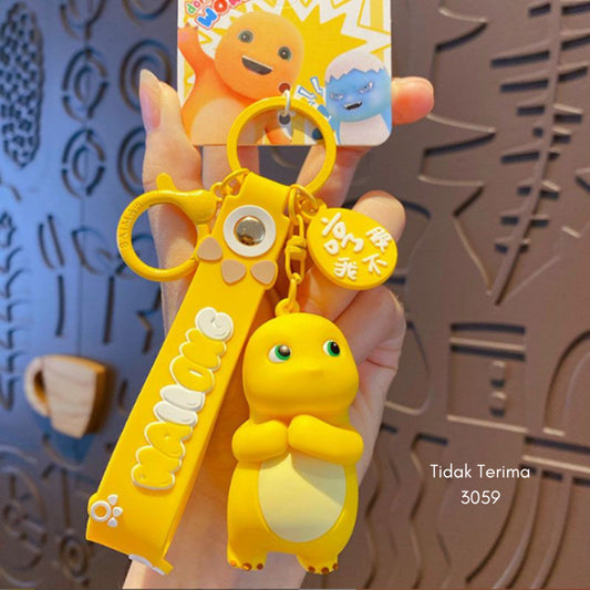 Pekanbaru Gantungan Kunci Nailong Dino Kuning Karakter Emoticon Full Body Badan Gemoy Keychain