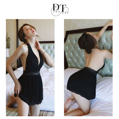 Pekanbaru Lingerie Dress Set D-150 Halter Neck Baju Tidur Dinas Wanita Dewasa