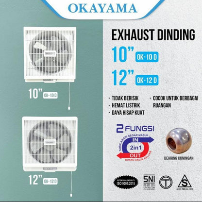 Pekanbaru Exhaust Fan Okayama 10Inch Dan 12Inch / Kipas Angin Exhaust Dinding / Hexos Fan / Kipas Angin Dinding