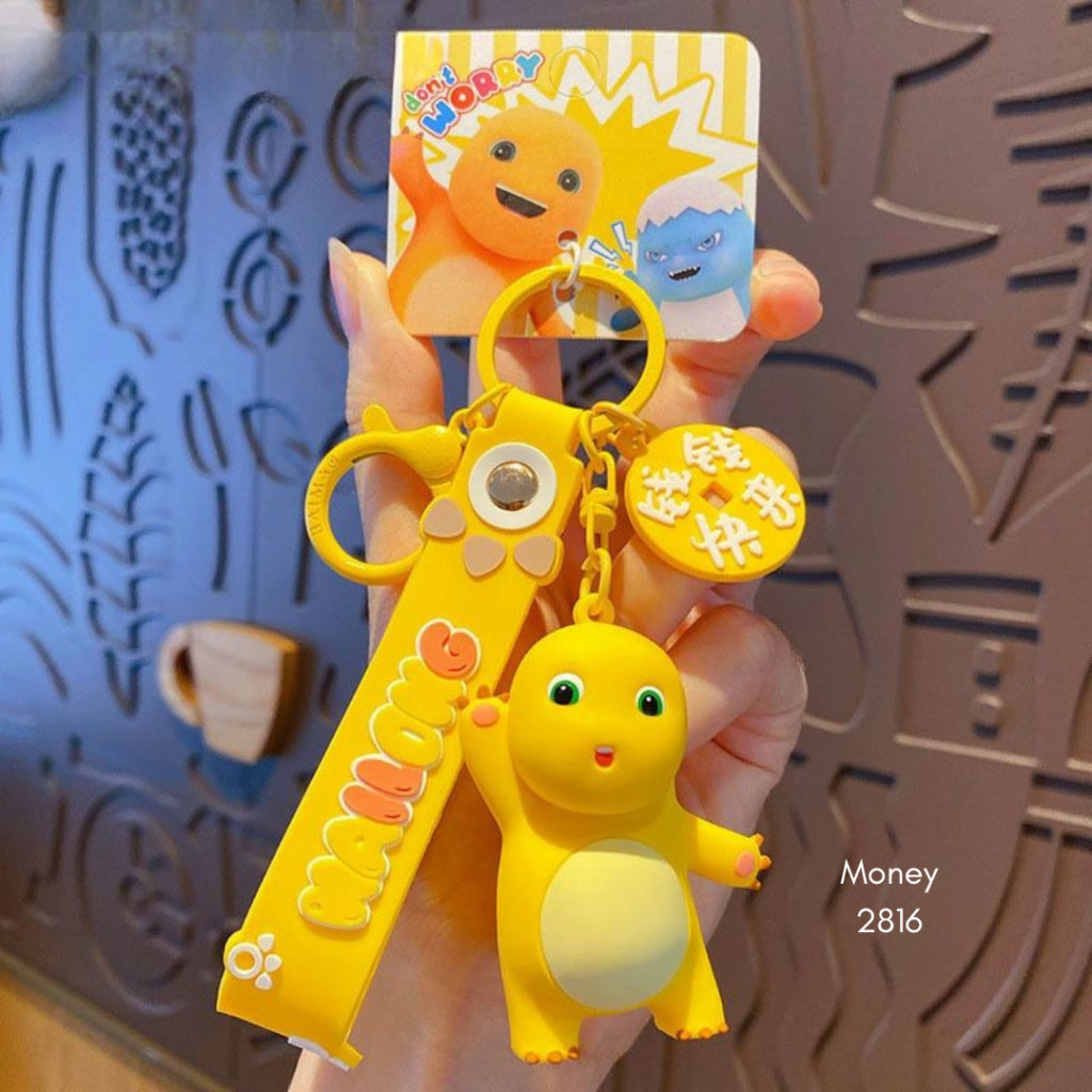 Pekanbaru Gantungan Kunci Nailong Dino Kuning Karakter Emoticon Full Body Badan Gemoy Keychain