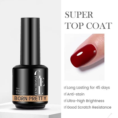 Pekanbaru [Bpom] Born Pretty 15Ml Kutek Gel Base Coat Nail Gel Top Coat Kutek Nail Art Kuku Kutek Gel Uv