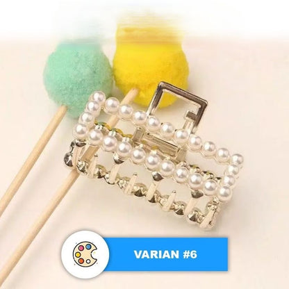 Pekanbaru Jedai 5Cm Mutiara Elegan / Jepit Rambut Alloy Korea Mutiara Permata