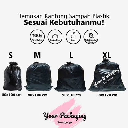 Pekanbaru Plastik Sampah 60X100Cm Hitam Besar/ Trash Bag/ Hd Kantong Sampah Jumbo Tidak