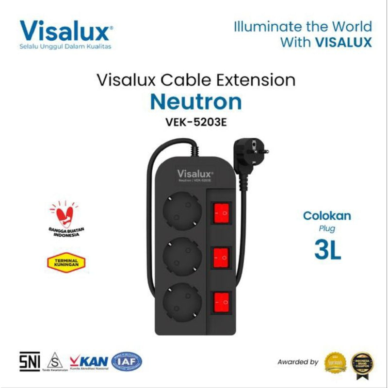 Pekanbaru Visalux Kabel Extension Neutron ( Stop Kontak Kabel Visalux 3 Lobang Dan 4 Lobang ) Panjang 2 Meter