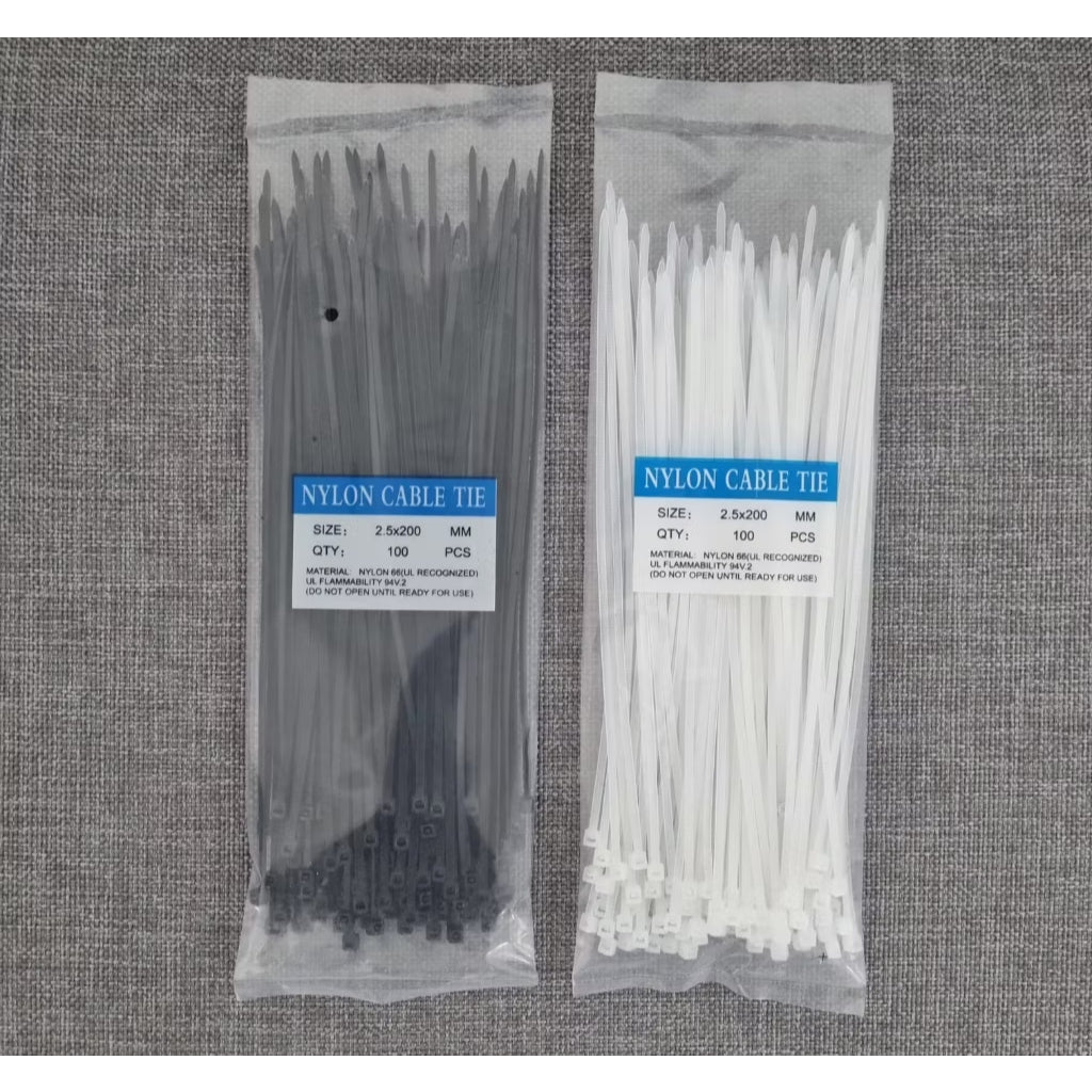 Pekanbaru HR- Kabel Ties Uk 10cm 15cm 20cm 30cm Hitam Putih Merah Hijau Kuning Wayar Plastik Makanan Isi 100 pcs
