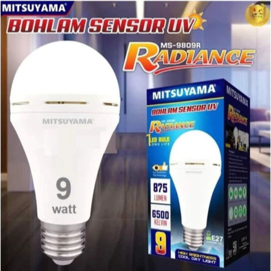 Pekanbaru Bola Lampu Pintar Sensor UV Nyala Otomatis Bohlam LED Bulb Mitsuyama MS-9809R Radiance Long Life