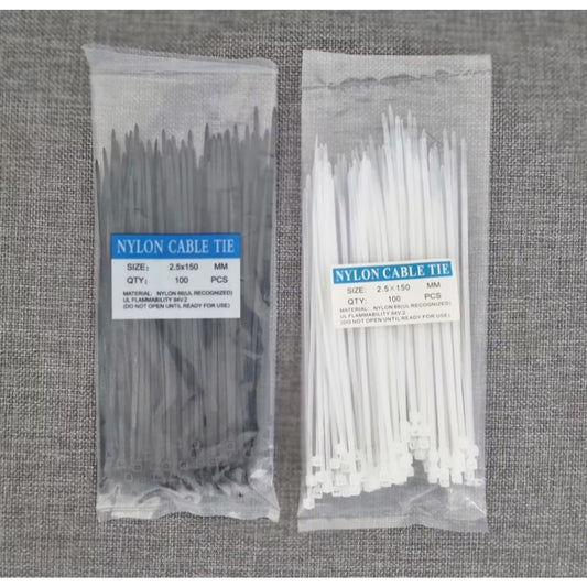 Pekanbaru HR- Kabel Ties Uk 10cm 15cm 20cm 30cm Hitam Putih Merah Hijau Kuning Wayar Plastik Makanan Isi 100 pcs