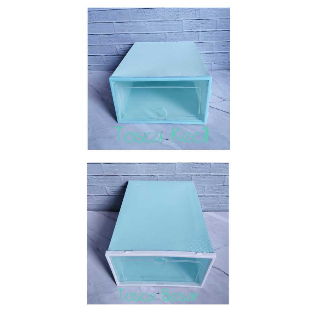 Pekanbaru HR- Kotak Sepatu Lipat Transparan Tebal Shoes Storage Box Organizer Rak Sepatu Plastik Susun