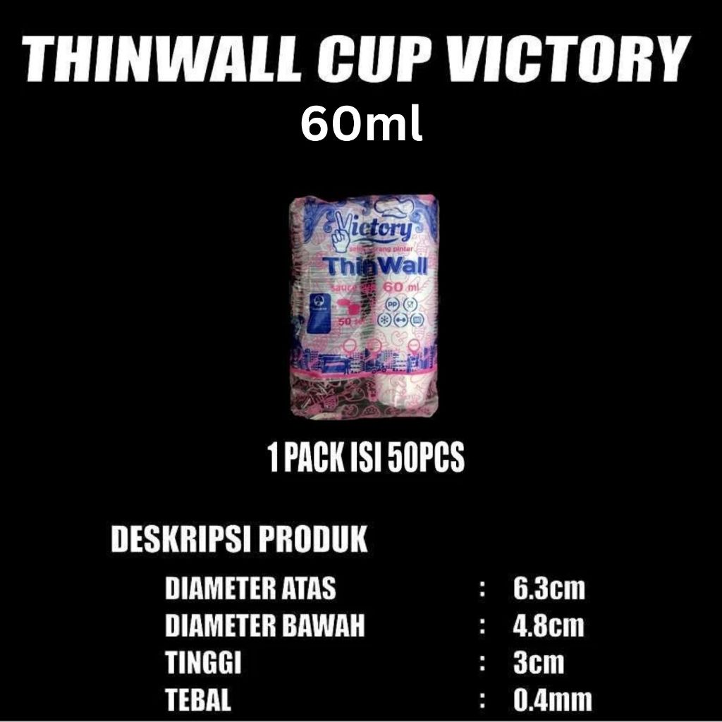 Pekanbaru Cup Thinwall PP Victory 25ml 35ml 60ml 100ml 150ml Tutup Nempel Anti Tumpah Bisa Microwave Freezer