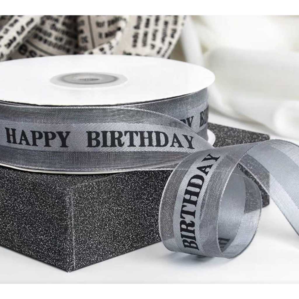Pekanbaru Pita / Ribbon Tulisan Happy Birthday Warna Warni Per Meter