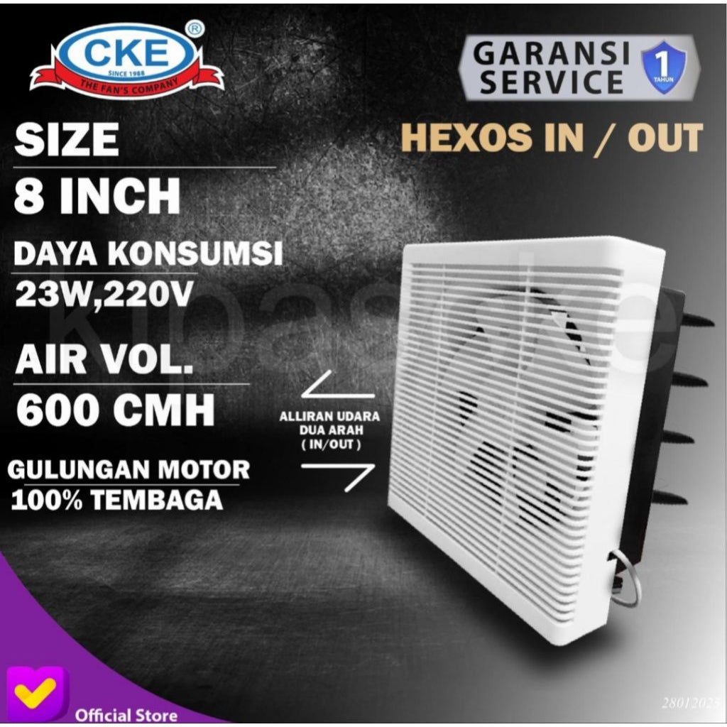 Pekanbaru Exhaust Cke / Exhaust Fan Dinding Cke 8Inch / Hexos Fan Cke 8"
