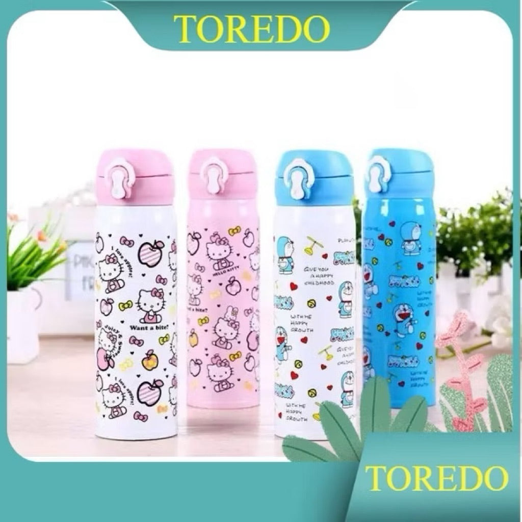 Pekanbaru (TERMOS KARAKTER) Botol Minum Termos Stainless Motif Karakter Lucu  Hello Kitty Doraemon 400ML Food Grade BPA Free Tahan Panas & Dingin