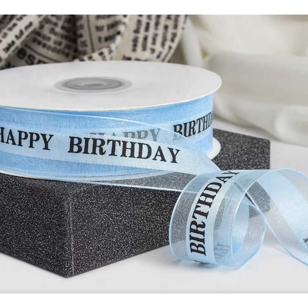 Pekanbaru Pita / Ribbon Tulisan Happy Birthday Warna Warni Per Meter