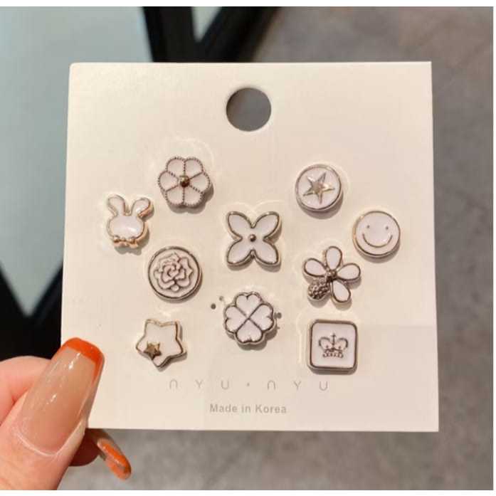 Pekanbaru 10pcs Bross Pin Motif Bunga Bintang Pin Kancing Fashion Wanita Korea
