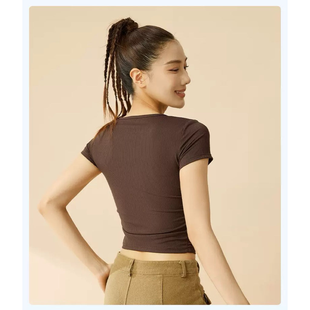 Pekanbaru JevyActive - Jolin Top - Baju Olahraga Wanita - Crop Top Wanita - Casual Daily Wear Wanita - Tshirt Slim Fit Wanita