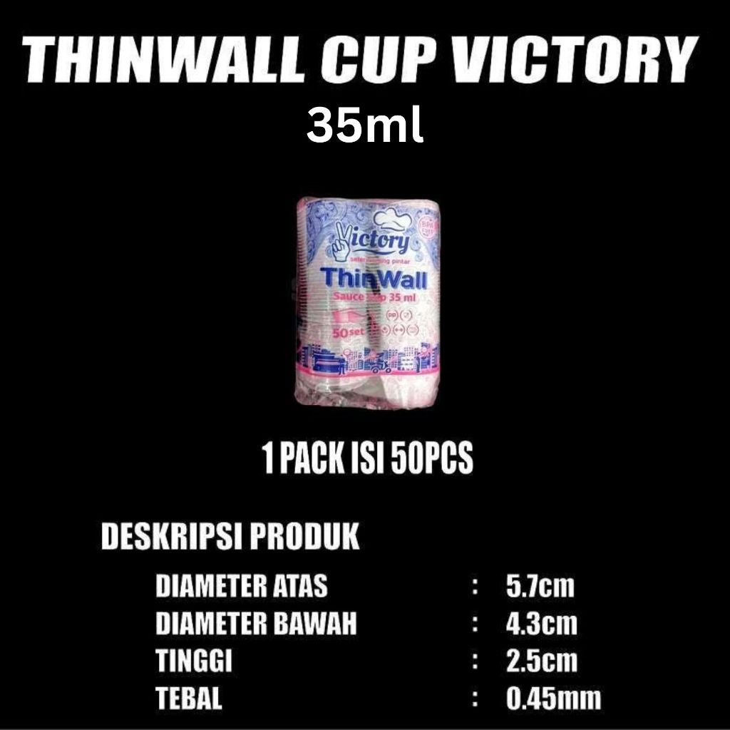 Pekanbaru Cup Thinwall PP Victory 25ml 35ml 60ml 100ml 150ml Tutup Nempel Anti Tumpah Bisa Microwave Freezer