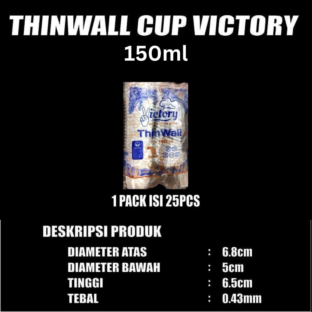 Pekanbaru Cup Thinwall PP Victory 25ml 35ml 60ml 100ml 150ml Tutup Nempel Anti Tumpah Bisa Microwave Freezer