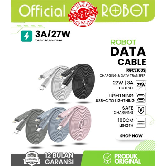 Pekanbaru [Per Pcs] Robot Rgcl100S Kabel Cable Data Charging Type-C To Lightning 3A 27W 1M For Iphone