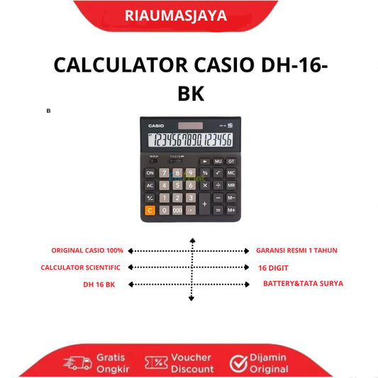 Pekanbaru {}Kalkulator Casio Dh 16Calculator/16 Digit Display