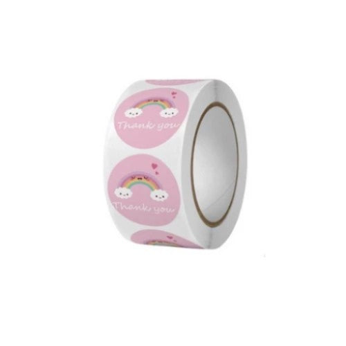 Pekanbaru 1 ROLL Stiker Label Thank You (500 Pcs) Sticker Ucapan Bulat Tempel Label Colorfull 2,5 cm