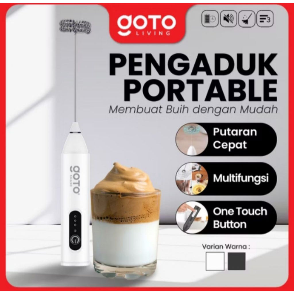 Pekanbaru Goto Shane Milk Frother Hand Mixer Pengaduk Kopi Electric Portable