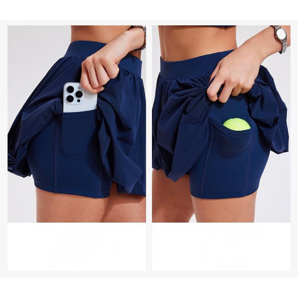 Pekanbaru Puffy Skort Rok Celana Olahraga Wanita High Waist | Tennis Padel Golf Skirt Pocket - JevyActive