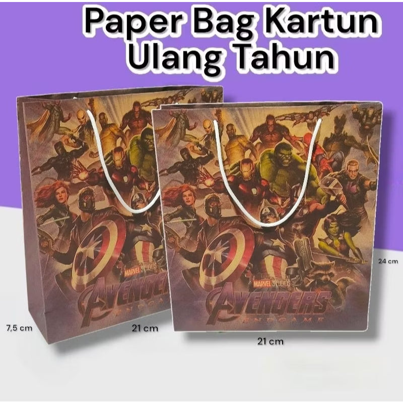 Pekanbaru Paper Bag Kado Karakter Kartun Lusinan Eceran Ukuran 21×7×24 cm Cantik Paperbag Karakter Kartun