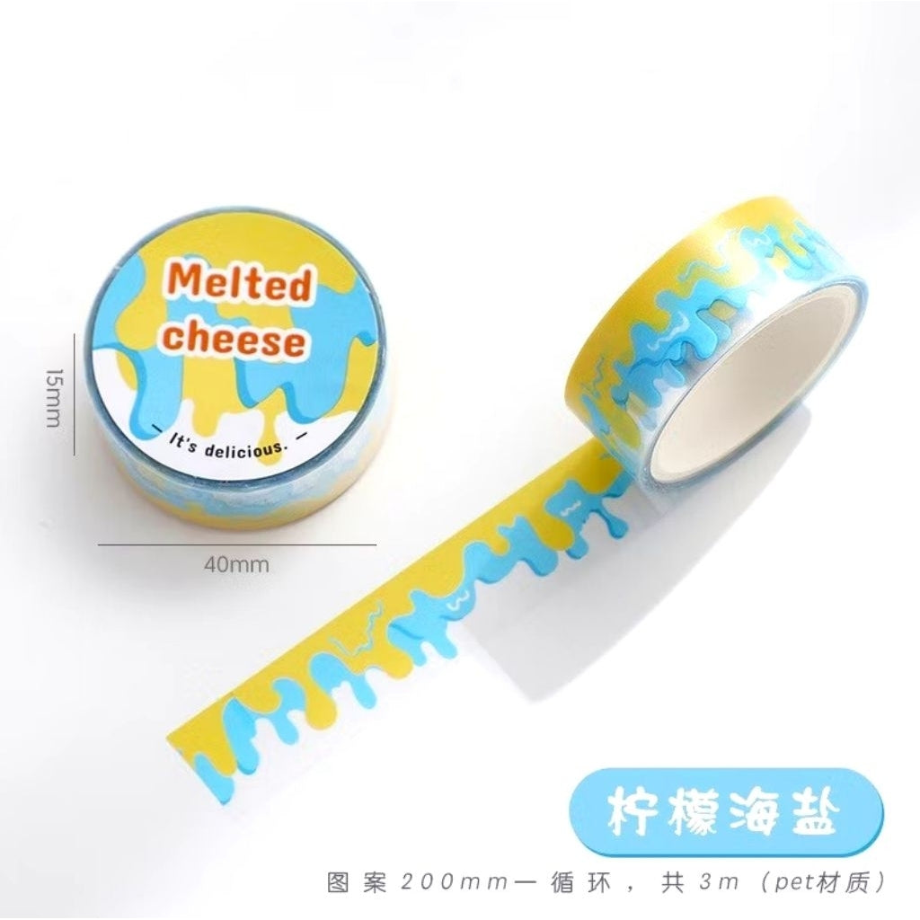 Pekanbaru WASHI TAPE PET MASKING TAPE MOTIF MELTED CHEESE LELEHAN KEJU PER 1 PCS