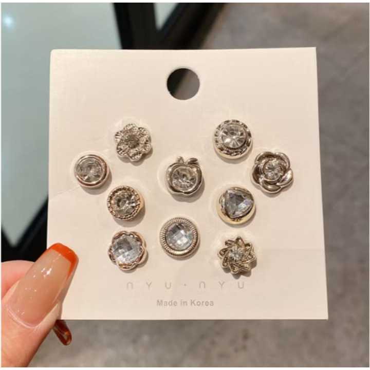 Pekanbaru 10pcs Bross Pin Motif Bunga Bintang Pin Kancing Fashion Wanita Korea