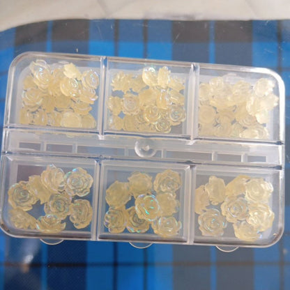 Pekanbaru Born Pretty 6Kisi 3D Bunga Akrilik Putih Untuk Hiasan Kuku Resin Emas Baja